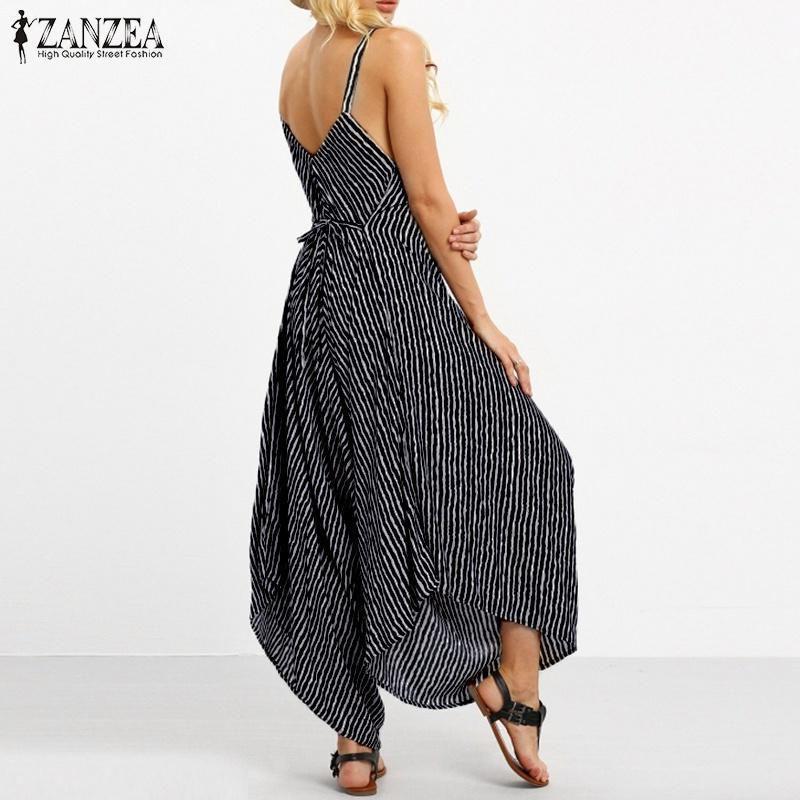 Tuta Lunga Nera Lussuosa da Donna Tuta Sexy Senza Spalline Casual a Righe Larga