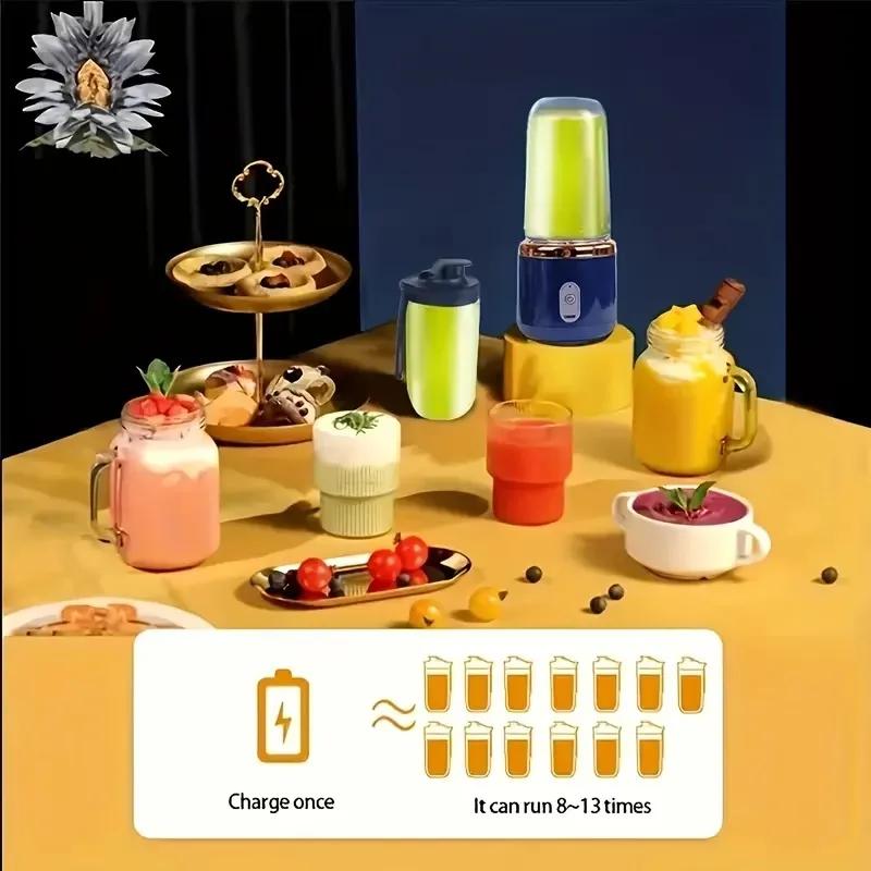 6 Blades Portable Juicer Cup Juicer Fruit Juice Cup Automatic Small Electric Juicer Smoothie Blender Ice CrushCup Food Processor