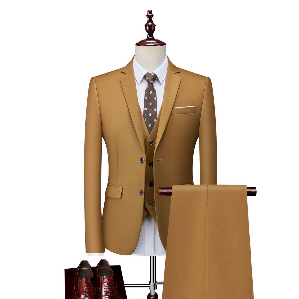 2024 Men's Slim Fit Korean Style Wedding Tuxedo - Two-Button Business Casual Suit Set