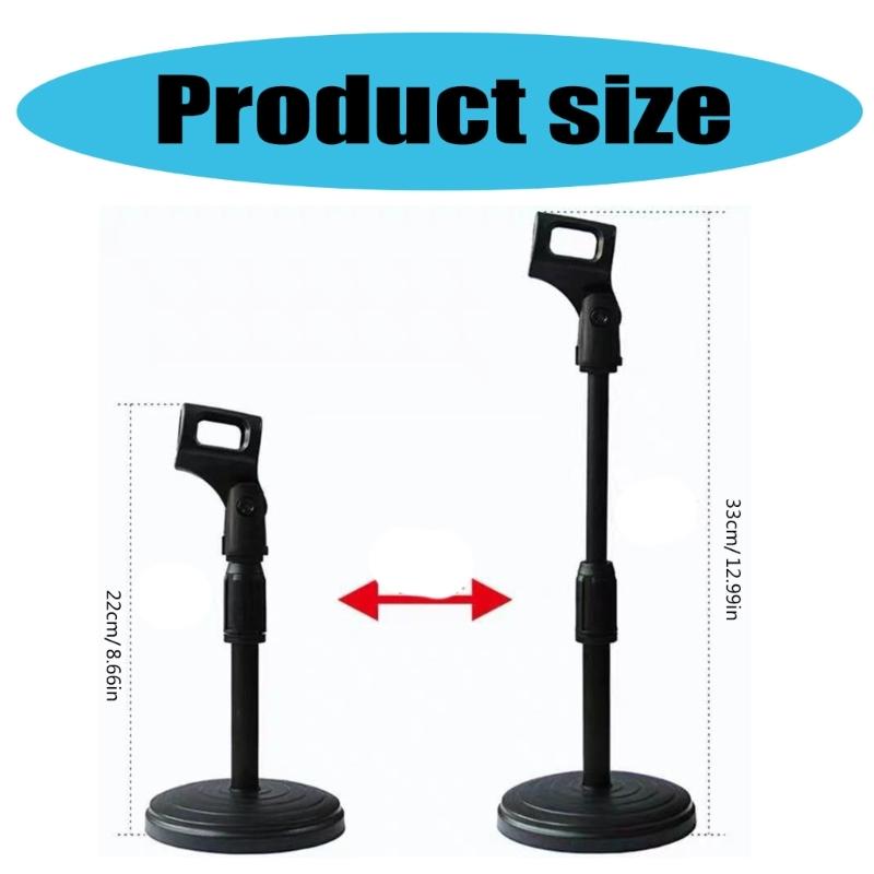 Sturdy Tabletop Mic Holder Stand Adjustable Microphone Rack with Extendable Height for Live Streaming and Conferences