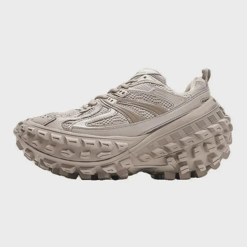 Paris Tire Shoes: 2025 Summer Retro Black Platform Sneakers for Men & Women.