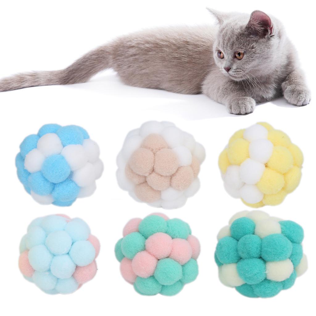 Cat Bell Ball Plush Ball Toys Interactive Playing and Soft Chewing Training Ball for Cat
