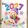 Holiday Window Stickers Chinese New Year Stickers, 2027 Goat Static Clings, Reusable Decor Crochet Knit Lamb Decals, for Home Shop Clings
