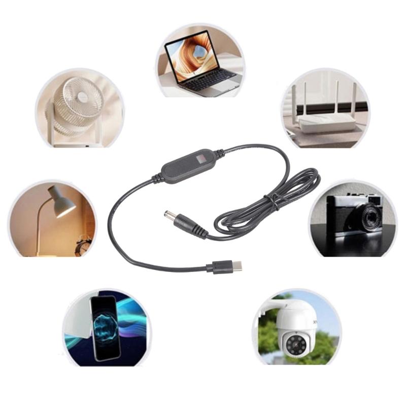 USB 12V 12W Converters Cable Featuring on off Switches Plastic Texture Suitable for LED Light Router Speaker Device