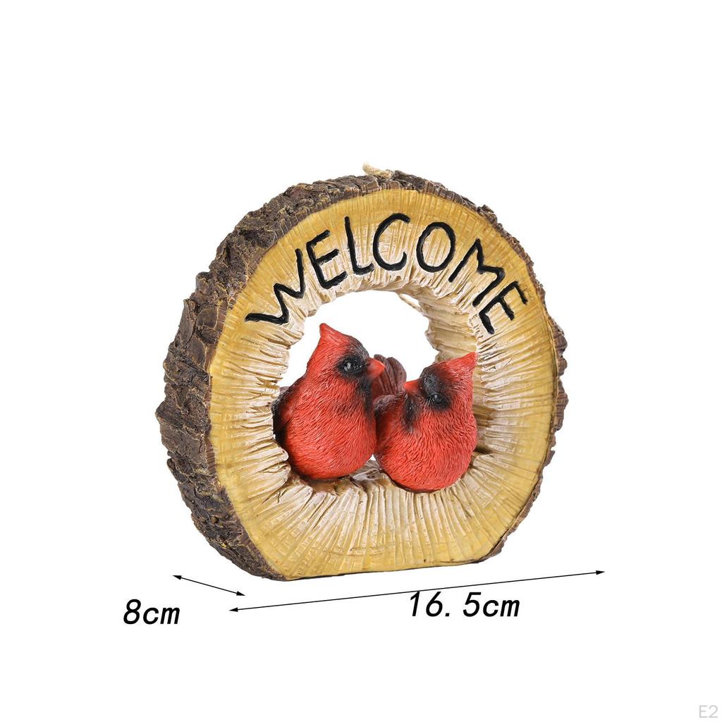 Welcome Garden Statues, Hanging Sign Party Offices Bird Figurine Wall Sculpture for Lawn