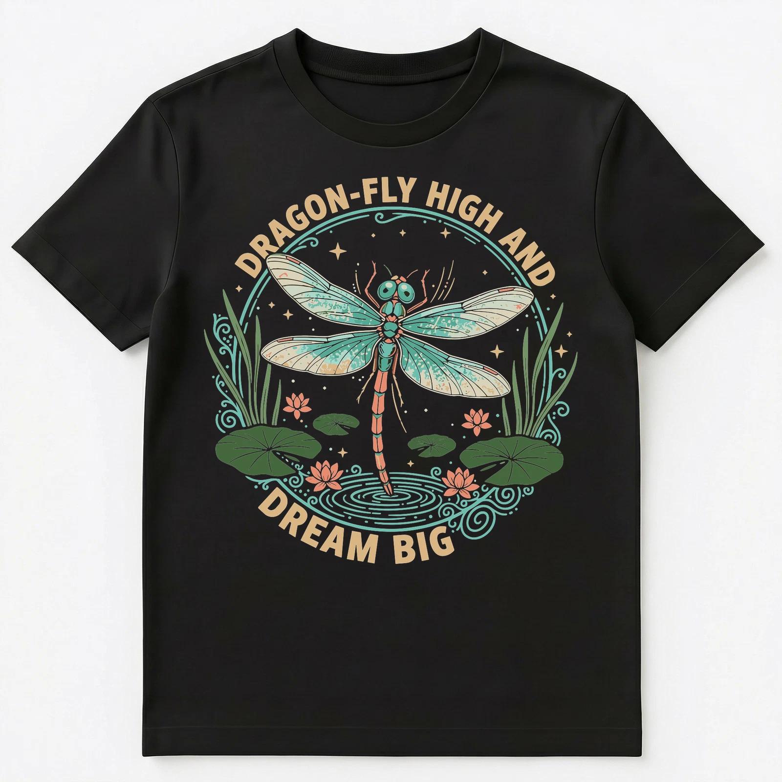 Dragonfly Big Dreams Motivational Vintage Art Unisex T-Shirt M