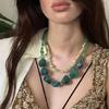 Contemporary Layering Acrylic Necklace Unique Square Circle Combination Vintage Aesthetic Fashion Statement Neckchain