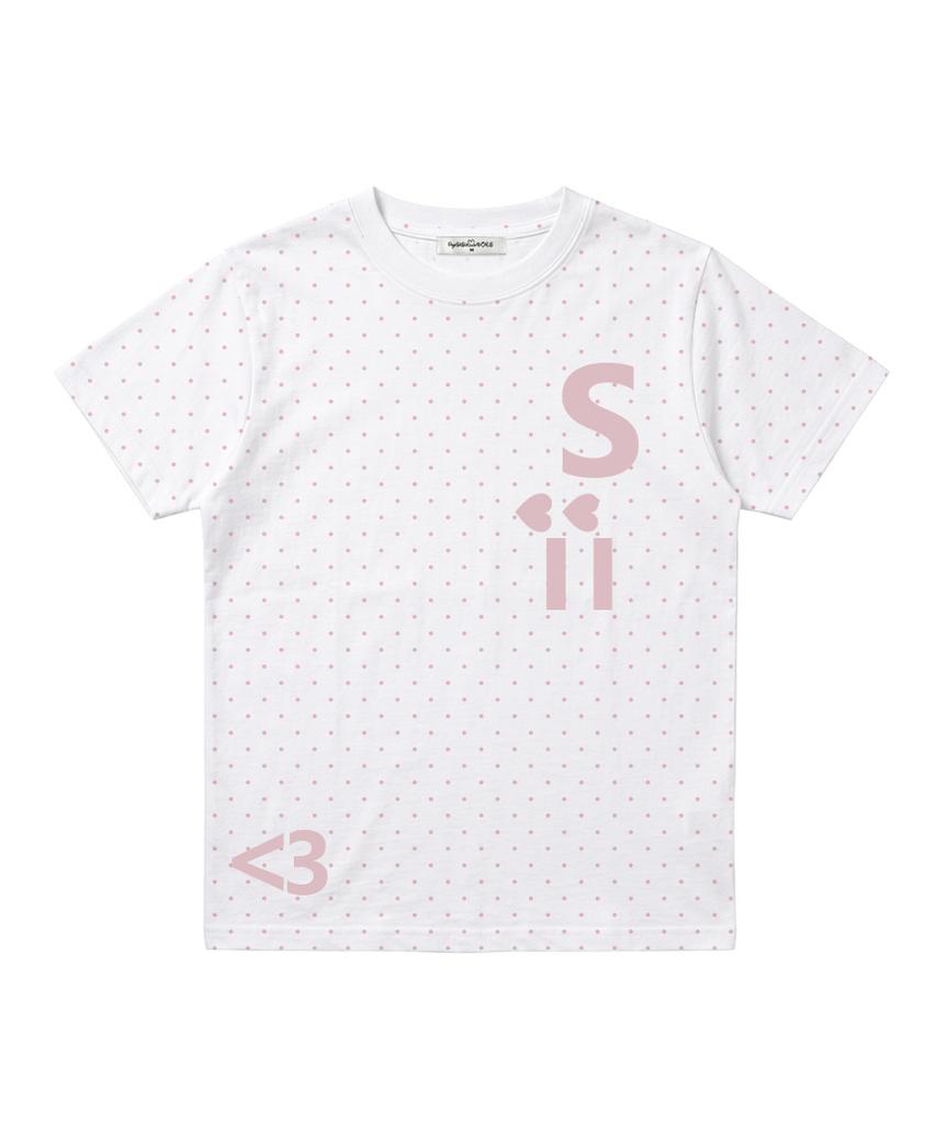 PAGESIISII Heart Sisi Print Dot Standard Fit Short Sleeve T-Shirt Light Pink