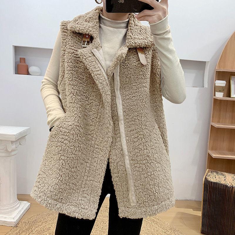 Lamb wool vest women's Korean version 2024 spring and autumn new fur integrated loose vest vest vest jacket
