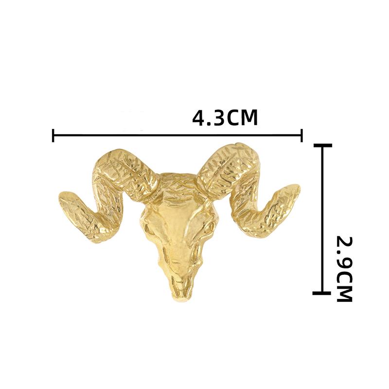 1 шт. Латунная дверная ручка в виде головы овцы Западная Магическая Овца Животное Медный крючок Металлическая дверная ручка золотистый