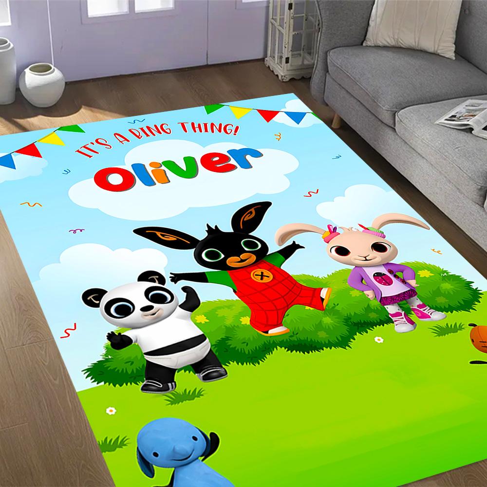 Bing's Colorful Adventure Themed Anti-Slip Rugs - Polyester Home Decor, Suitable for Bedrooms, Living Rooms, Doorways, Studios, and Decorations