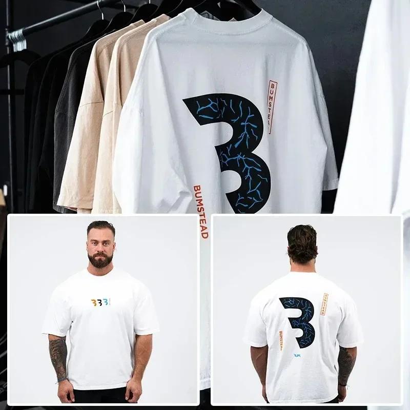 Tričko CBUM Gym Fitness Tričko Volné Oversized Bavlna Muži Krátké rukávy Sportovní trička Letní trénink Cvičení Jogging Ženy Topy