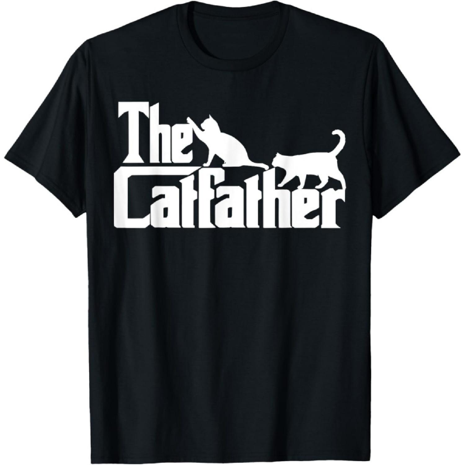 Evports Funny Cat Dad The Catfather Parody Gift for Men Women T-Shirt S