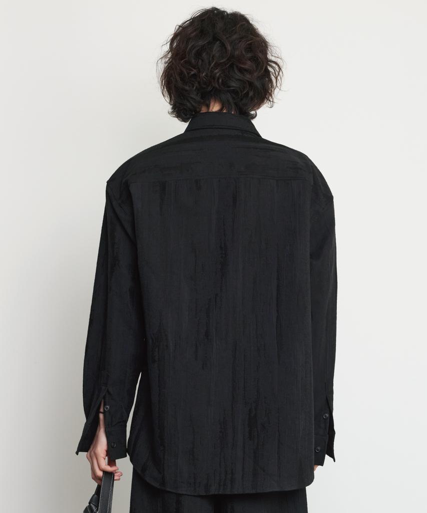 Keontempoleolieokauncheu Jacquard Linen Blend Oversized Outer Shirt [Black]