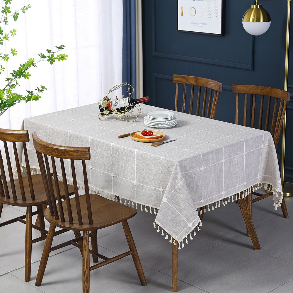 

Бытовая хлопково-льняная скатерть в стиле Ins, простая ткань в клетку, новый китайский коврик для журнального столика, скатерть, износостойкая скатерть 140*180