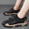Summer Men's Genuine Leather Sandals Breathable Casual Beach Shoes Lightweight Mesh Roman Slippers Non-Slip Outdoor Design