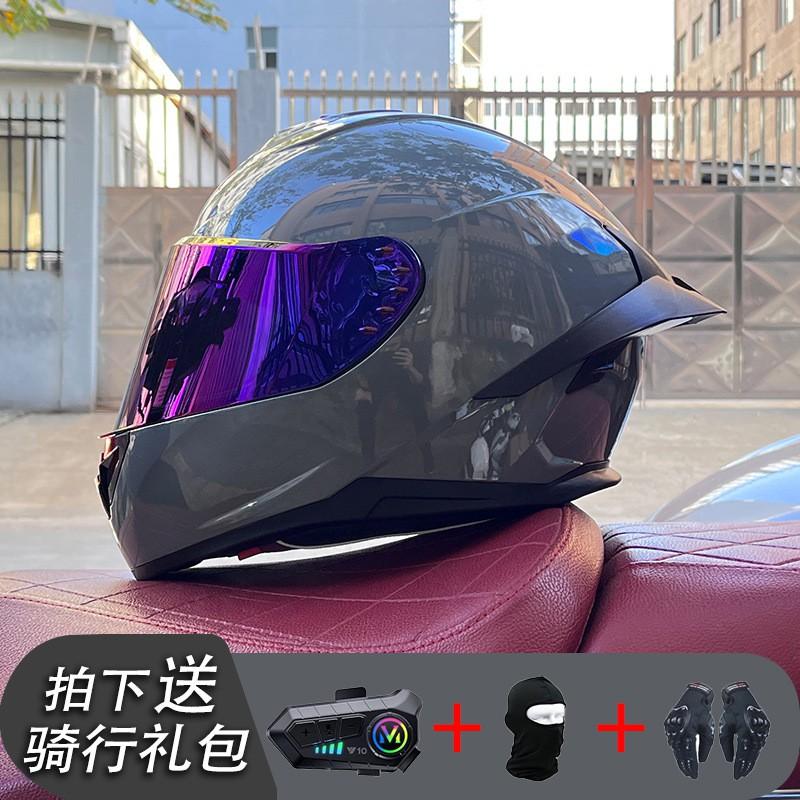 ECE/GB Certified Full Face Motorcycle Helmet With Bluetooth Intercom Men Women Use Large Rear Wing Stylish Design