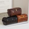 PU Leather Travel Wash Bag Large Capacity Storage Handbag Portable Hanging Toiletry Bag  Father