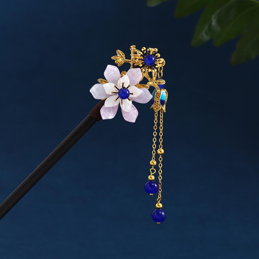 Neuer Chinesischer Stil Ethnischer Stil Blumen Perle Platte Haarnadel Retro Chinesisches Kleid Schmetterling Schritt Schütteln Quaste Antiker Wind Haarnadel Weiblich