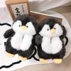 Pantofole in Peluche Pinguino di Cotone per Donne e Bambini - Carine, Accoglienti, a Suola Spessa, Scarpe a Nido d'Uccello in Pelliccia per Interni