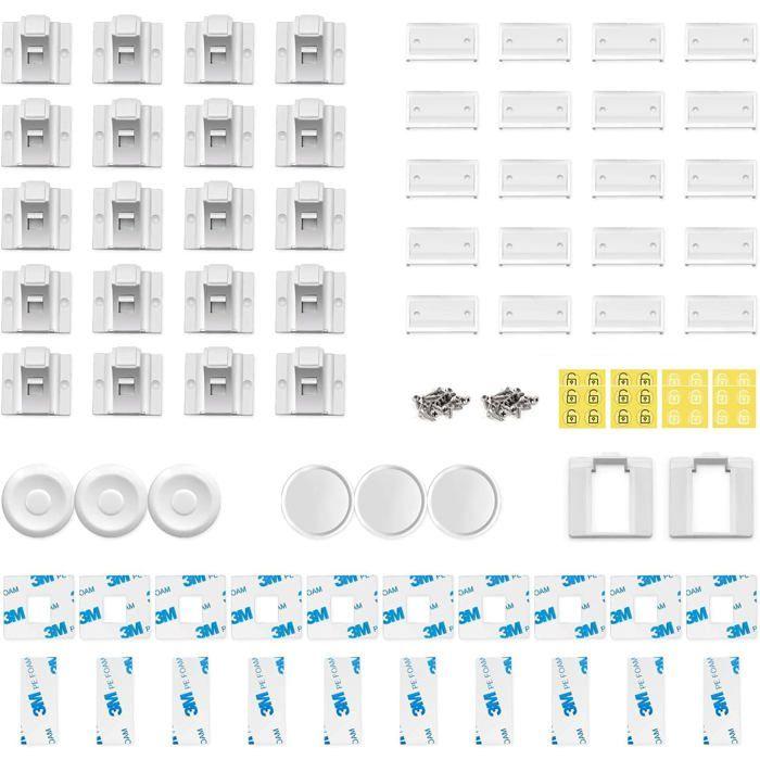 Dokon Securite Bebe Placard Bloque Porte (20 Serrures 3 Cles), Securite Enfant Tiroir Armoires Verrous Magnetique Cabinet De Secur