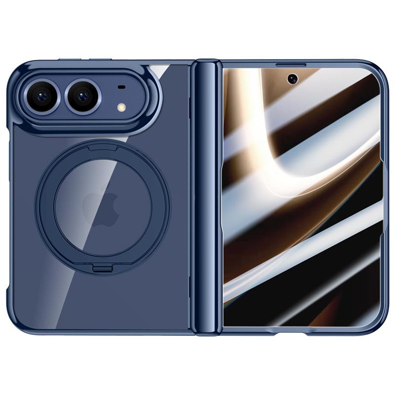 Applicable To Apple iPhone Ultra Folding Screen Mobile Phone Case New Magnetic Suction Rotating Bracket Transparent Anti-drop Protection