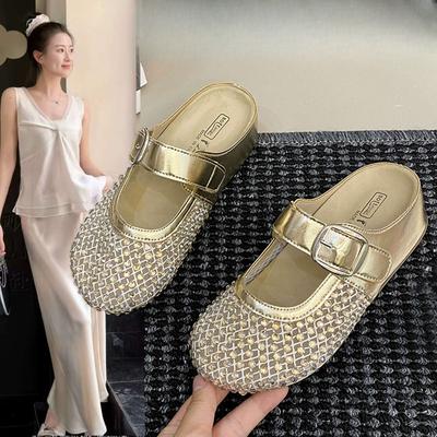 Höhenvergrößernde Schuhe mit dicker Sohle Strassschuhe Zehensandalen Neuer Stil Coole Hausschuhe