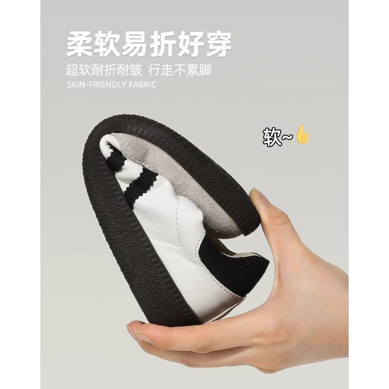 Leather three bars children's spring and summer new high-value flat-soled white shoes casual sports shoes board shoes