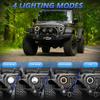 R1 7 Inch Round LED Headlight 4 Modes Off Road Vehicle Headlamp for Motorcycle Classic Cars