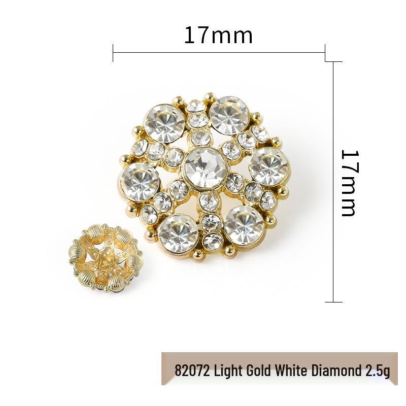 Luxury Rhinestone Metal Retro Buttons - Colorful Hollow Diamond Design with Alloy Base, Decorative Accessories