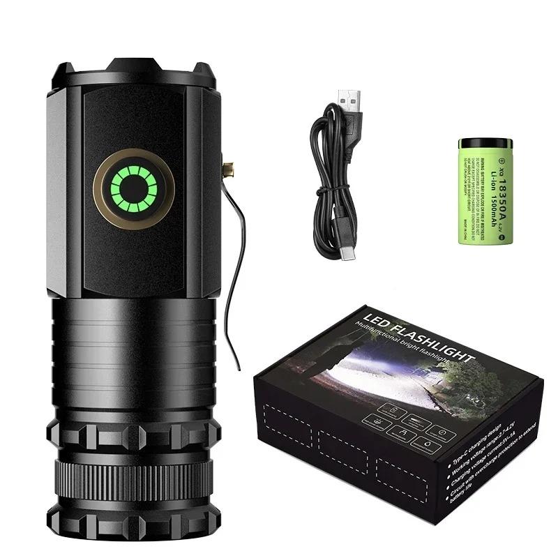 

Светодиодный фонарик 3 * P35 18350, мини-магнитный фонарик, перезаряжаемый USB-светильник, IP68, водонепроницаемый для пешего туризма, кемпинга, освещение из сплава 18350A Short 1PC