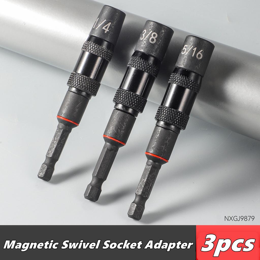 1/4 3/8 5/16 Hex Magnetic Ring Screwdriver/Drill Bits Extension Rod Magnetic Swivel Quick Change Holder Drive Screw Drill Tip