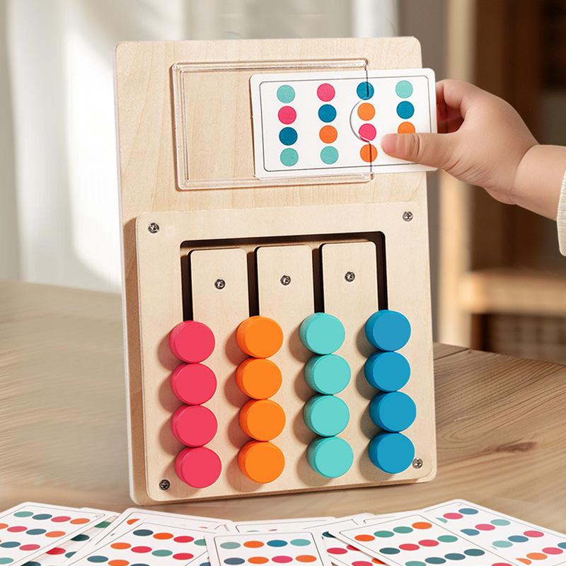 Wooden Children's Cards, Four-color Walking Games, Exercise Thinking Ability, Early Education, Color Cognition, Educational Toys