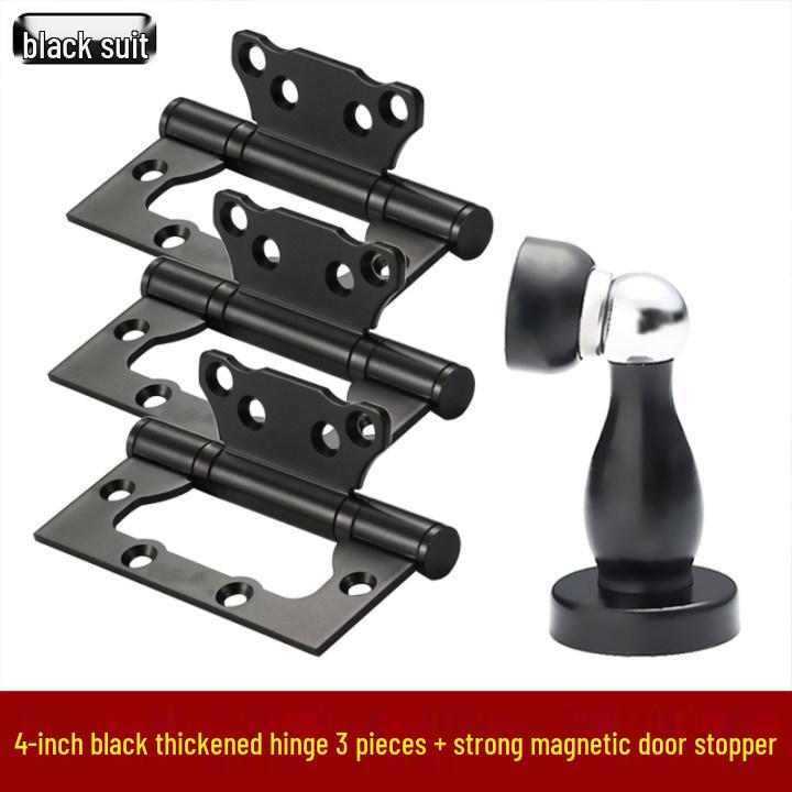 Magnetic Silent Black Wooden Bedroom Door Handle Lock