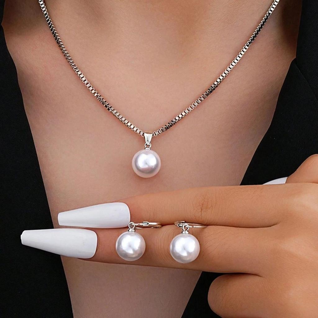 3-teiliges Schmuckset mit stilvollen Halsketten und Ohrringen im Punk-Design für Damen, Minderheiten-Stil, lange Halskette, geometrische Ohrringe