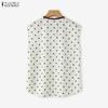 ZANZEA Women Casual Round Neck Sleeveless Polka Dot Print Tank Tops