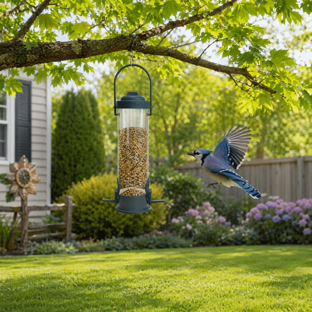 2 Sets Durable Hanging Finch Feeder Transparent Hanging Bird Feeder Wild Bird Feeder Backyard