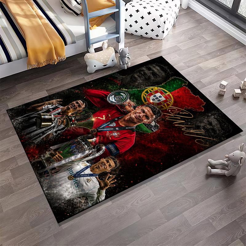 Victorious Soccer Champion Theme Carpet with Trophy Designs Suitable for Use As an Anti-slip for Living Room Bedroom Sofas