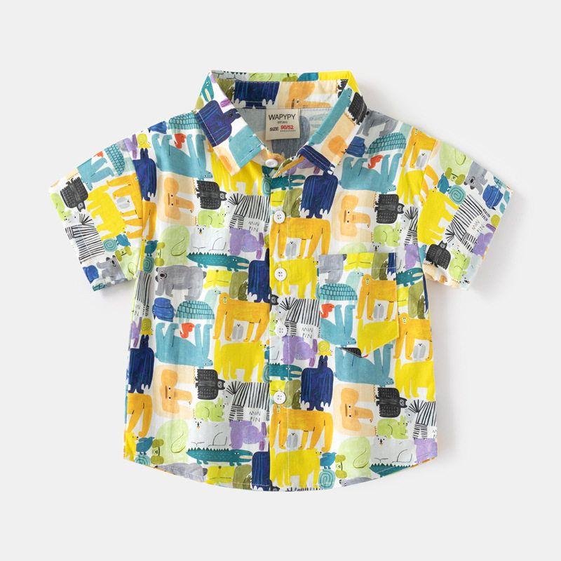 Children's Clothing Animal Summer Beachwear Lapel Polo Shirt