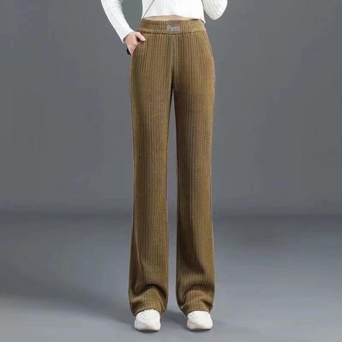 Women's High-Waisted Velvet Chenille Harem Sweatpants - Slim, Warm, Casual, Autumn/Winter