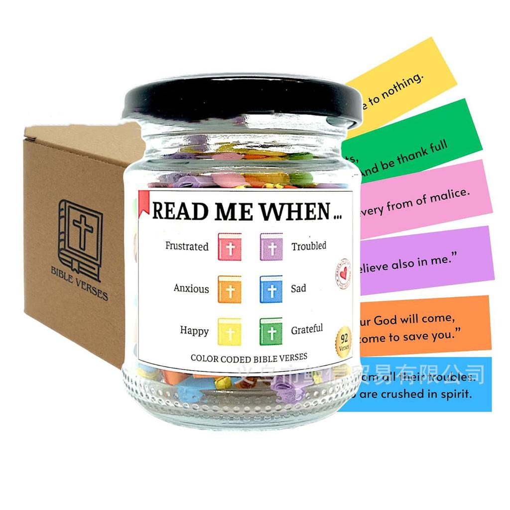 Gebet Bibelverse Glasgefäß mit inspirierenden Schriftstellen Papierstreifen für religiöse Heimdekorationen Geschenk für Christen