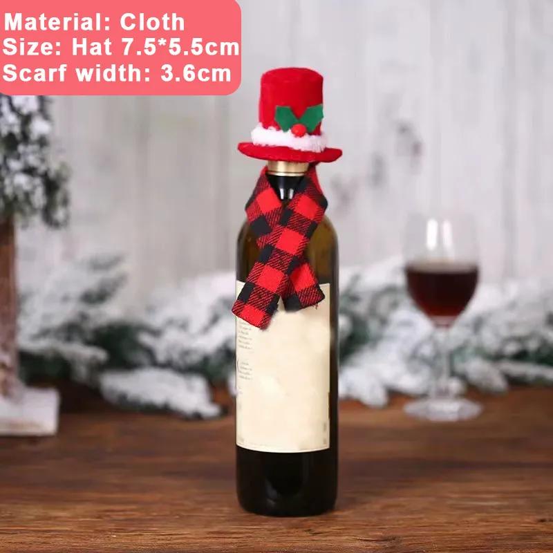 Christmas Wine Bottle Cover Set Santa Claus Snowman Knitted Wool Red Wine Bottle Bags For New Year Xmas Party Dinner Table Decor