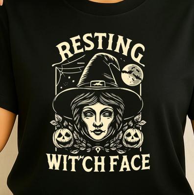Resting Witch Face T-shirt | Halloween Witch Graphic Tee, Party Shirt