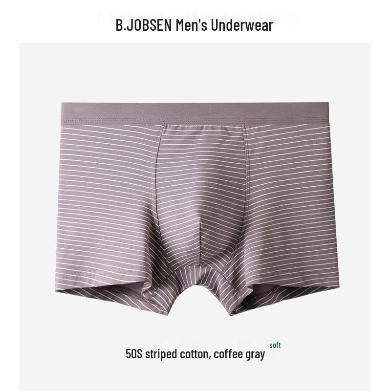 Herren Baumwolle Modal Boxershorts - Atmungsaktiv Große Größe, Gestreift Japanischer Stil für Herbst und Winter.