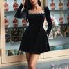 2026 Spring European & American Velvet Square Neck Casual Dress