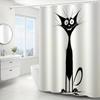 Whimsical Black Cat Shower Curtain, Playful Cartoon Design, Machine Washable Polyester,  Ideal for Bathroom Decor