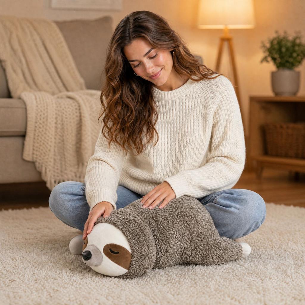 Sloth Puppy Plush Toy with Heartbeat Simulation for Comfort and Crate Training - Soothing Plushie for Dogs