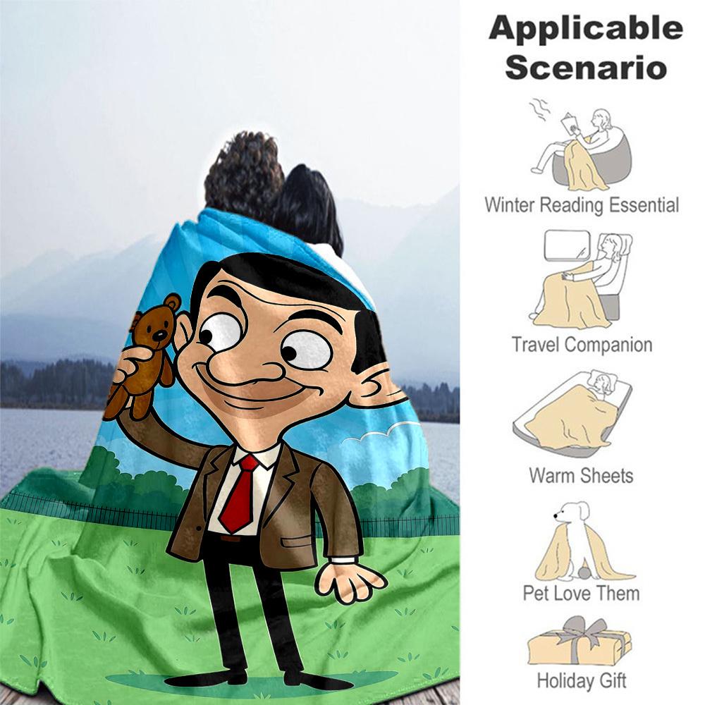 1 pezzo Orso Sig.. Coperta da Esterno Bean in Flanella Leggera, Uso Stagione Unica per Divano, Letto, Viaggio, Campeggio, Soggiorno, Ufficio, Divano030