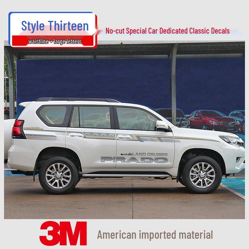 Toyota Prado 10-22 Models Car Body Color Stripe Decal Waistline Sticker.
