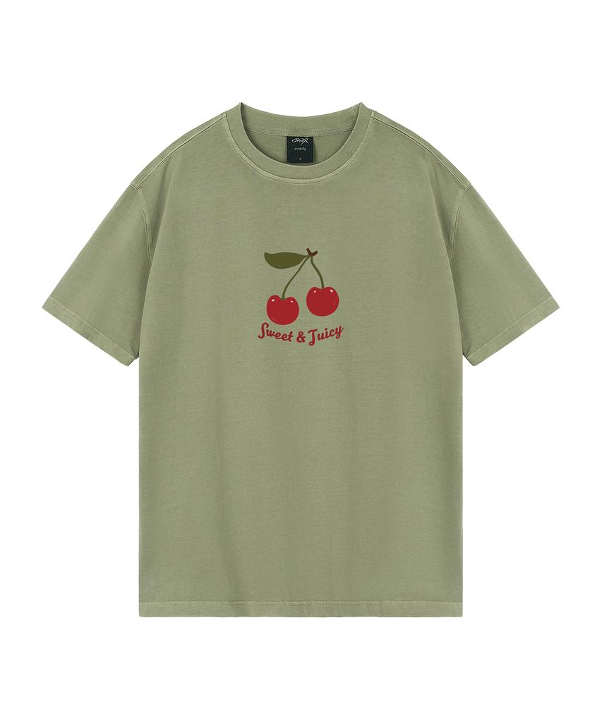 WILDROCK Juicy Cherry Pigment Oversized Short Sleeve T-Shirt (Cropped) (Type B)